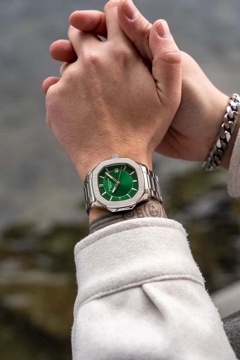 Green Watch Closeup Hands River