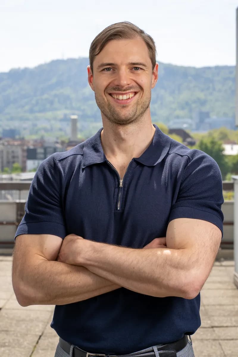 Front Portrait Arms Closed City Background